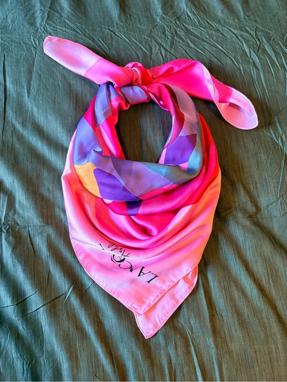 Lancôme Pink Colorblock Silk Scarf